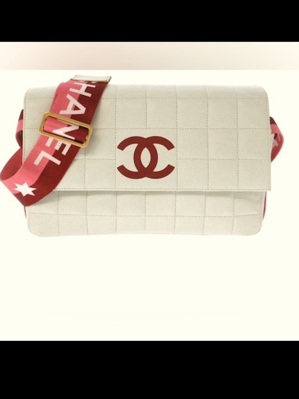 Chanel classic flap choco bar pink and off white handbag bag